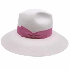 Borsalino Fedora Fino Sophie Panama White And Pink