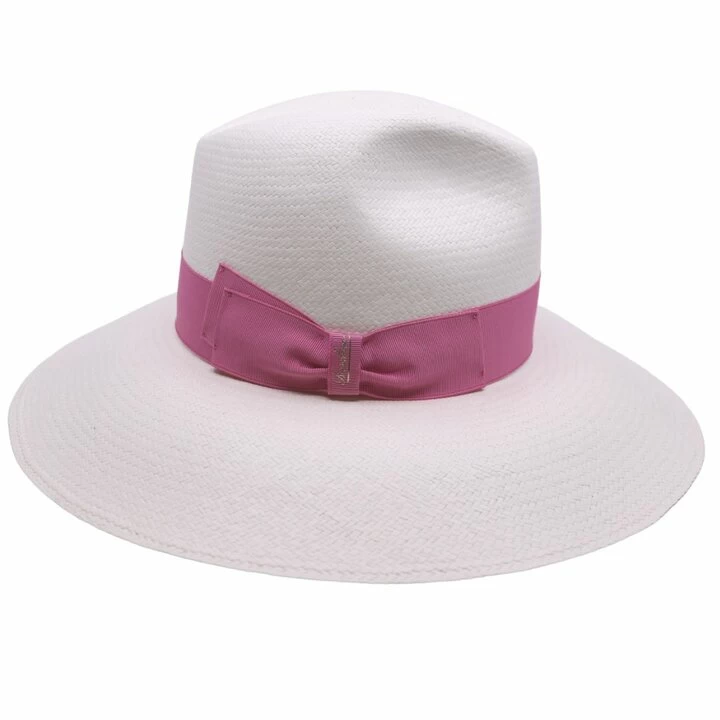 Borsalino Fedora Fino Sophie Panama White And Pink 3 Borsalino Fedora Fino Sophie Panama White And Pink